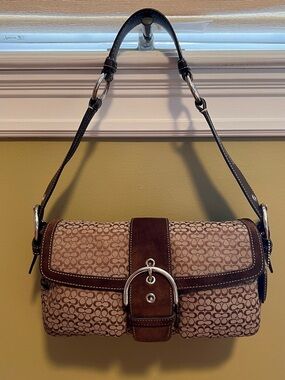 Coach Signature 1463 ShoulderHand Bag Brown / Canvas/Leather/Suede
